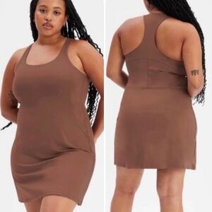 NEW Girlfriend Collective Paloma Racerback Dress in Brown XL Tennis Pickleball